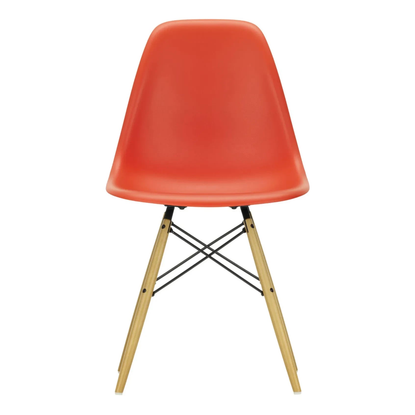 Vitra - Silla de plástico DSW - base de arce - Charles & Ray Eames | Rojo amapola