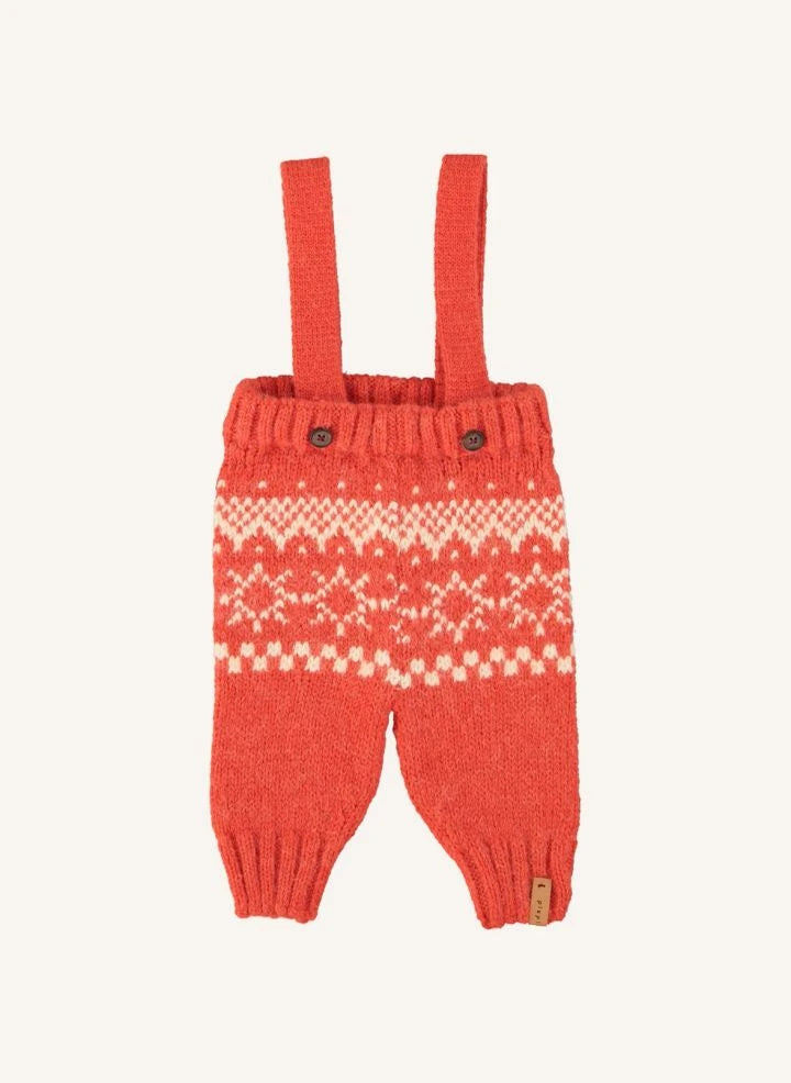 Piupiuchick - Pantalón con tirantes jacquard de lana | Rojo