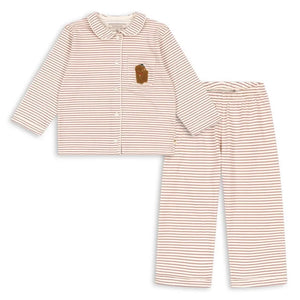 Konges Sløjd - Pio Çizgili Organik Pamuklu Pijama | Kırmızı