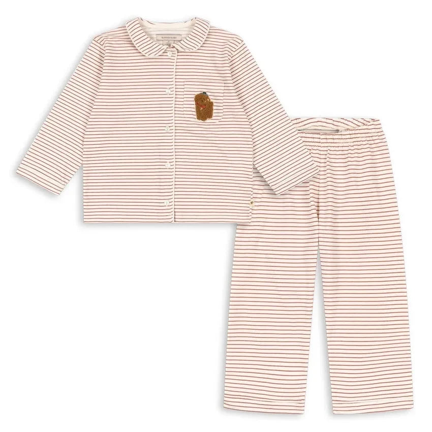Konges Sløjd - Pijama de algodón orgánico a rayas Pio | Rojo