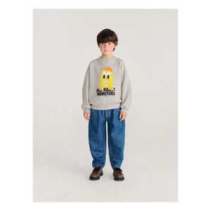 Bobo Choses - Sweat All About Monsters Organik pamuk | Gri melanj