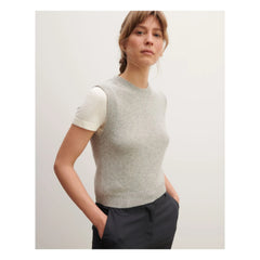 Bompard - Suéter sin mangas de cachemir con cuello redondo | Gris plateado