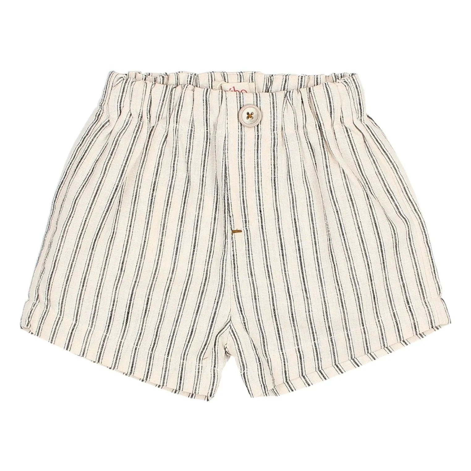 Búho - Pantalones cortos de lino a rayas | Crudo