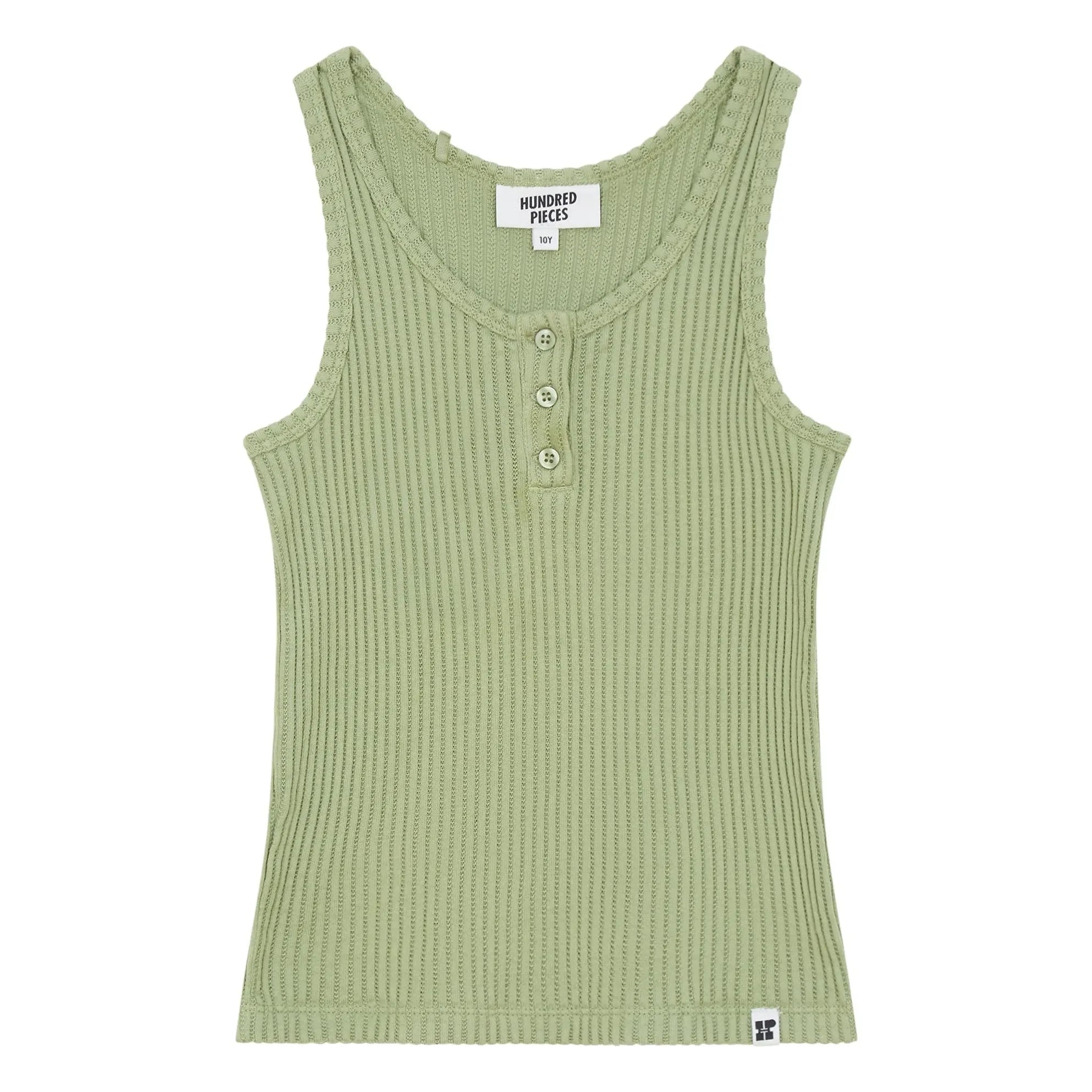 Hundred Pieces - Camiseta sin mangas con relieve Lana Algodón orgánico | Verde almendra