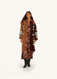 Farm Rio - Abrigo Delhi con estampado floral | Marrón