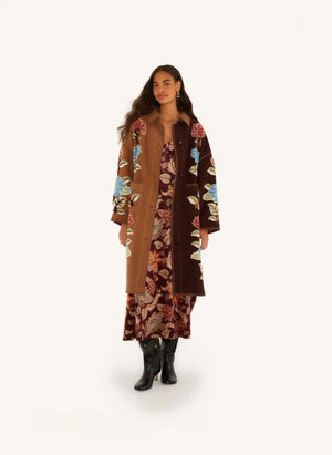 Farm Rio - Abrigo Delhi con estampado floral | Marrón