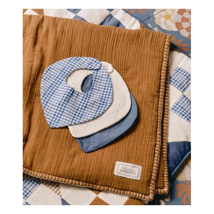Editions Aimable - Bandana Brigitte - Set de 2 | Algodón Vichy azul