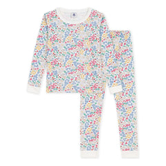 Petit Bateau - Pijama ajustado de algodón orgánico con estampado floral | Blanco