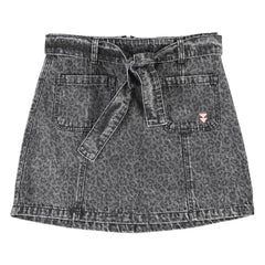 Sisters Department - Hayvan Desenli Pamuk Etek | Washed Black