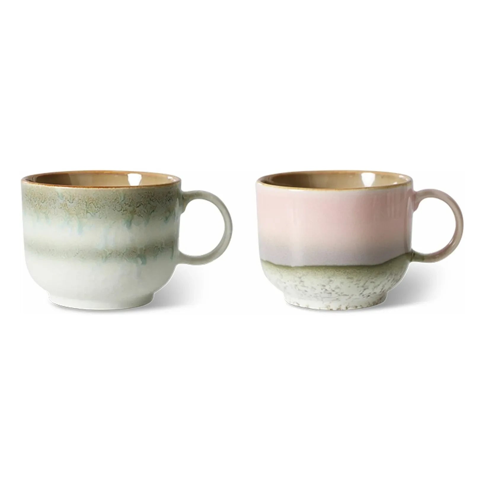HKliving - Tazas de gres - Juego de 2 | Rosa