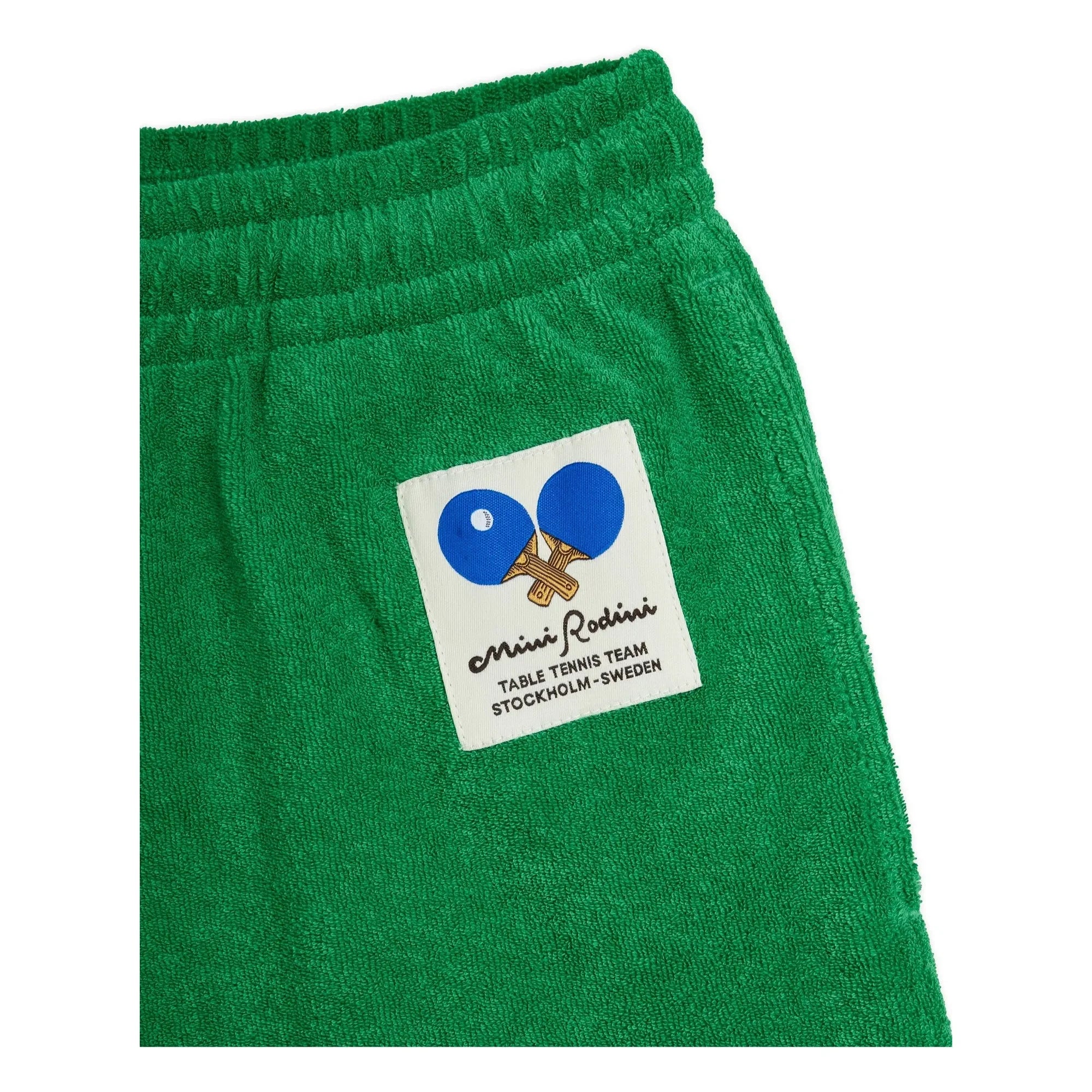 Mini Rodini - Pantalón corto de toalla de algodón orgánico Ping Pong | Verde