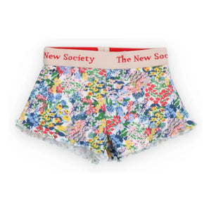 the new society - Short de bebé de pana con estampado floral Verbena | Azul