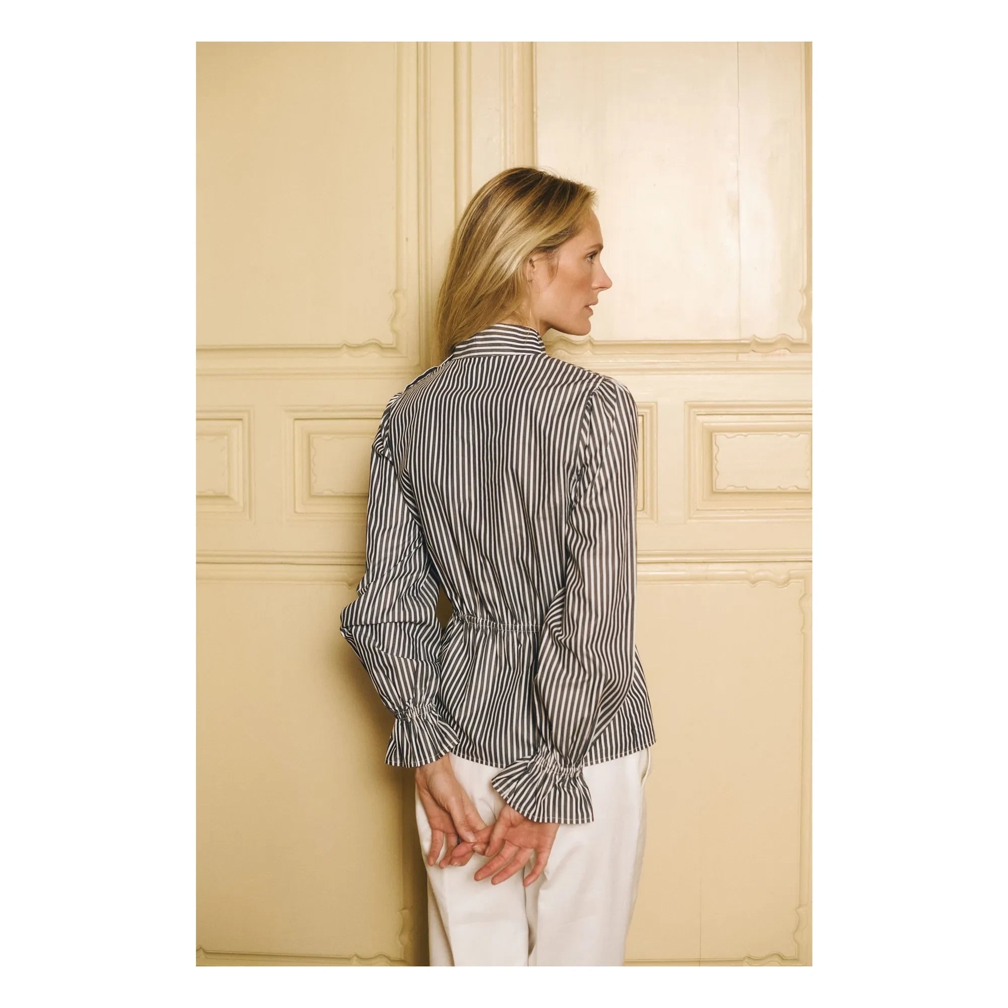 Maria de la Orden - Blusa Brighton de algodón a rayas | Azul marino