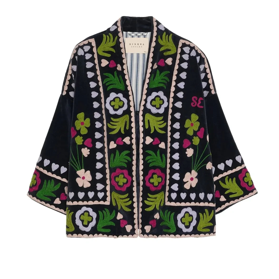 SISSEL EDELBO - Chaqueta Timothy bordada con cinturón | Negro