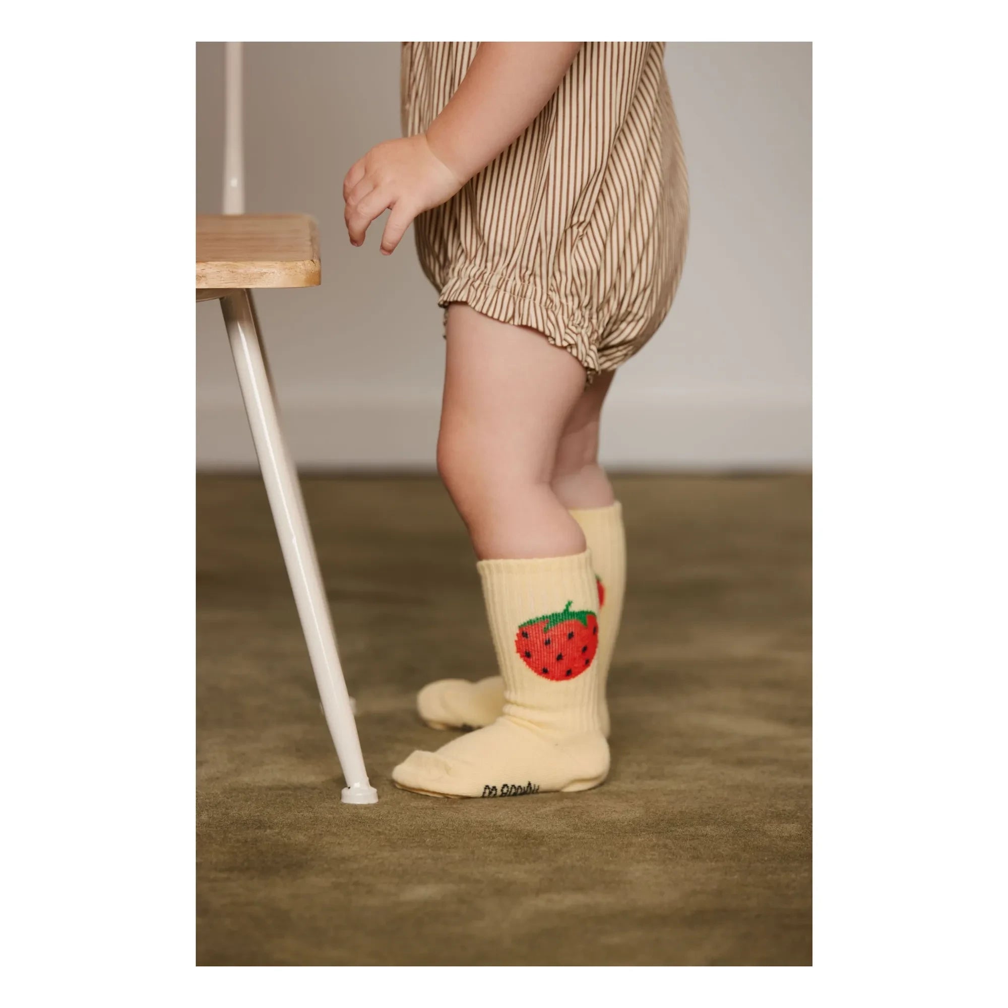 Mini Rodini - Set de 2 pares de calcetines de algodón orgánico con estampado de fresas | Amarillo