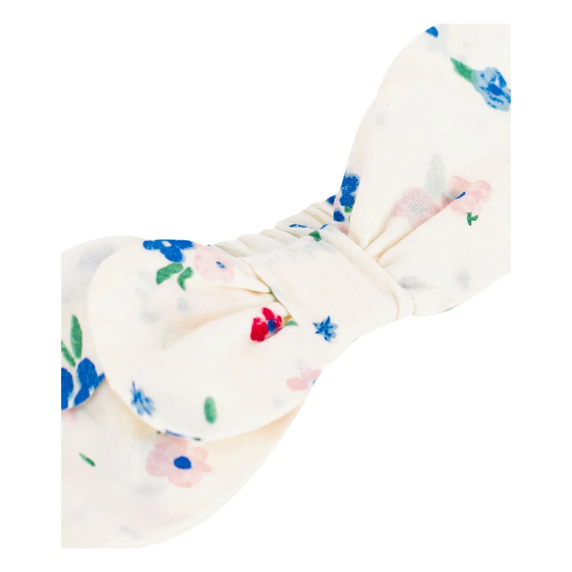 Petit Bateau - Diadema de popelín de algodón orgánico con nudo floral | Blanco