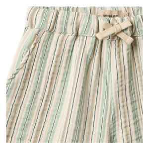 Wheat - Shorts de algodón orgánico a rayas Cuba | Verde claro