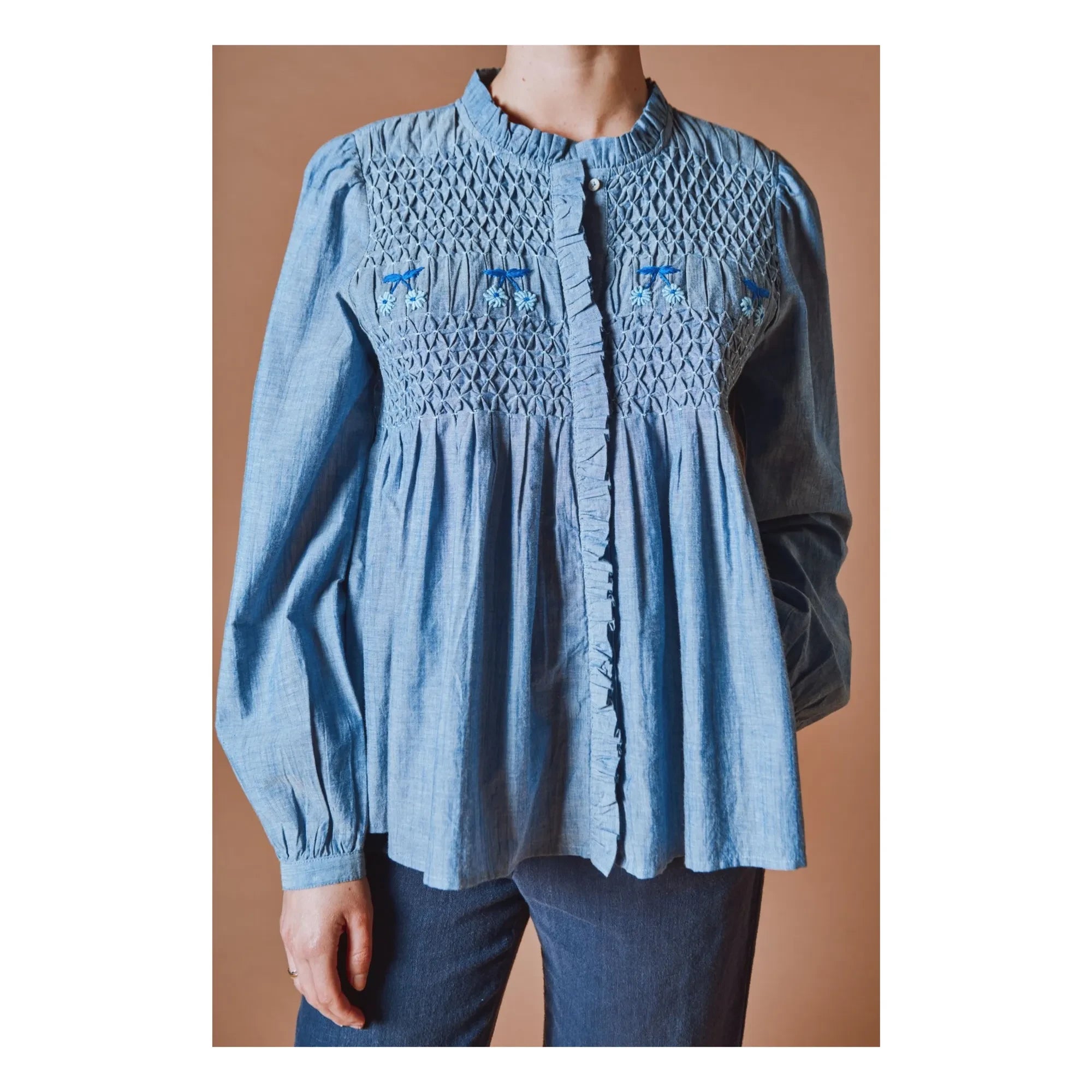 Emile et Ida - Blusa de algodón chambray azul | Azul