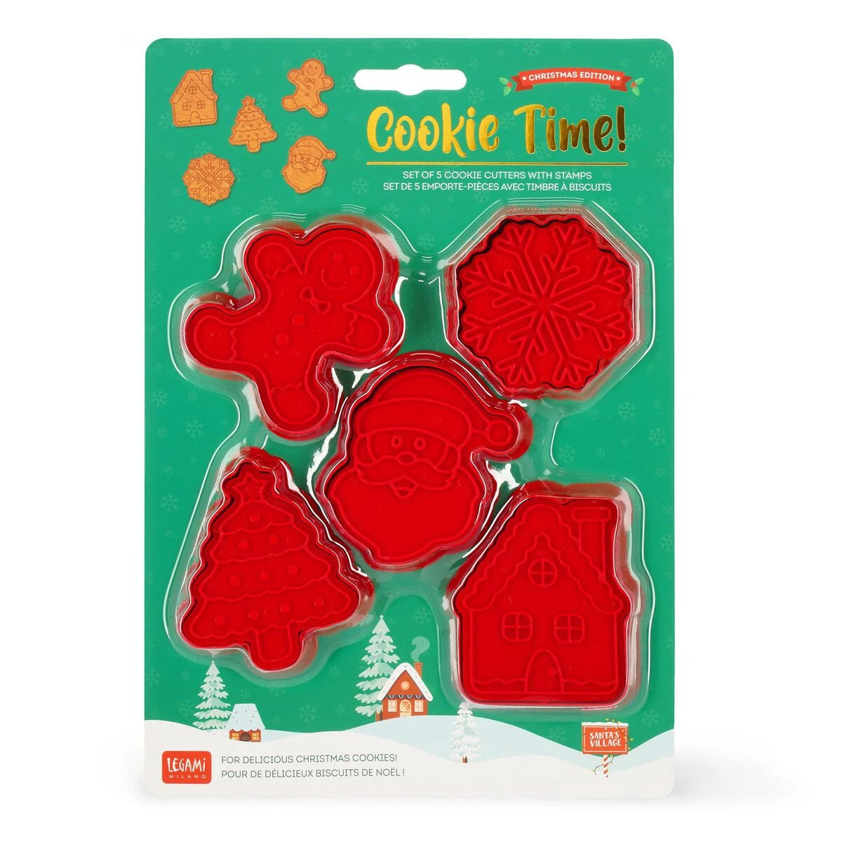 Legami - Set de 5 Cortadores de Galletas y Sellos - ¡Hora de las Galletas!
