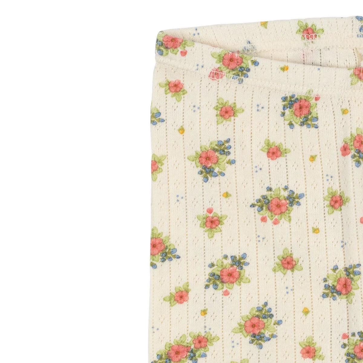 Konges Sløjd - Minnie Leggings de Punto Calado con Estampado Floral, Algodón Orgánico | Crudo