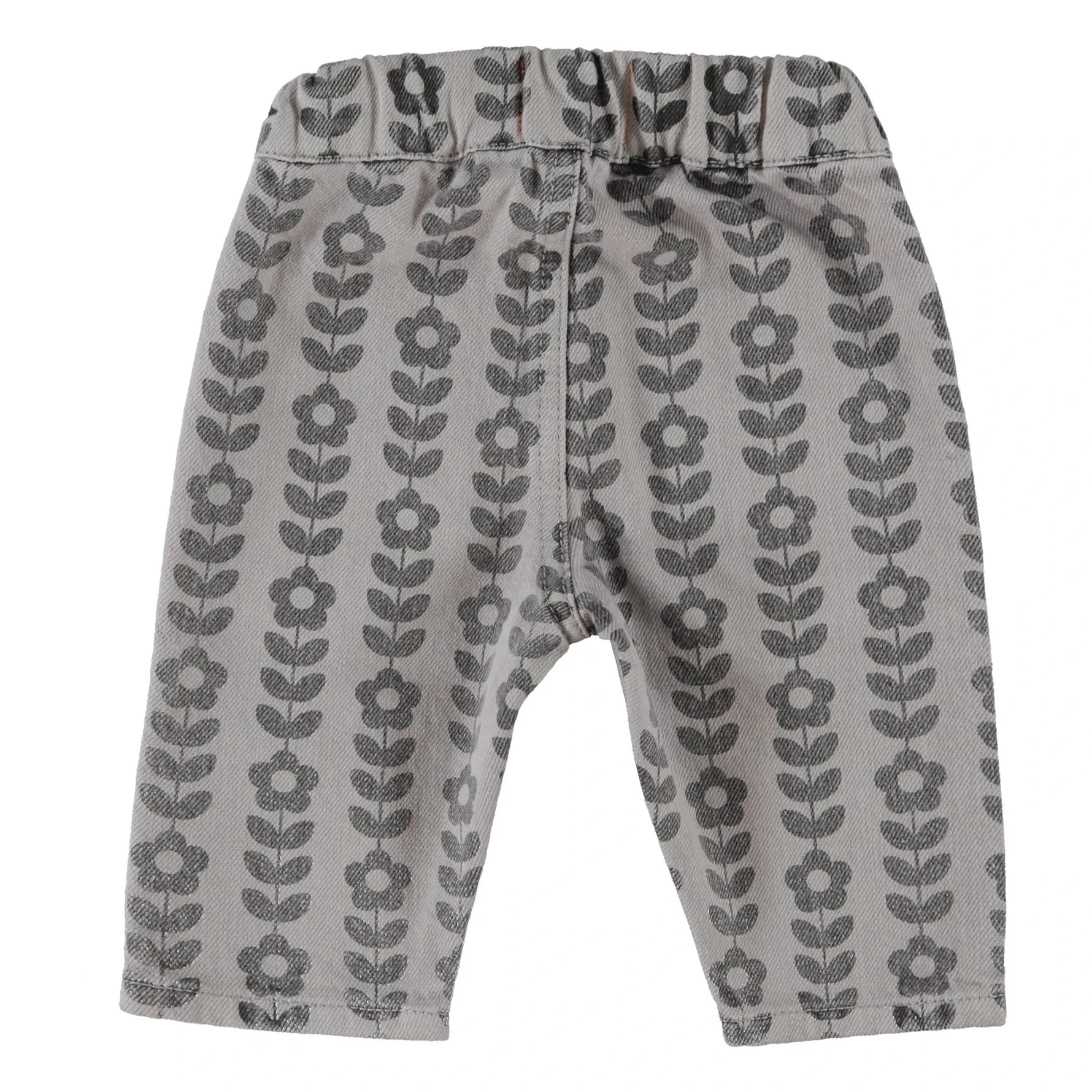 Piupiuchick - Pantalón de Bebé de Algodón Orgánico con Flores | Gris