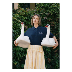 The Tiny Big Sister - Polo de cisne de algodón | Azul marino