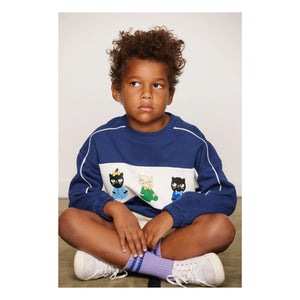 Mini Rodini - Sweatshirt de algodón orgánico con animales | Azul Oscuro