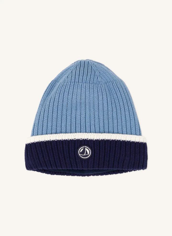 Petit Bateau - Sombrero de malla con bloques de color | Azul