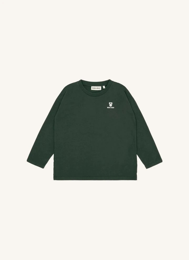 Main Story - Camiseta de jersey con logo de algodón orgánico | Gris oscuro