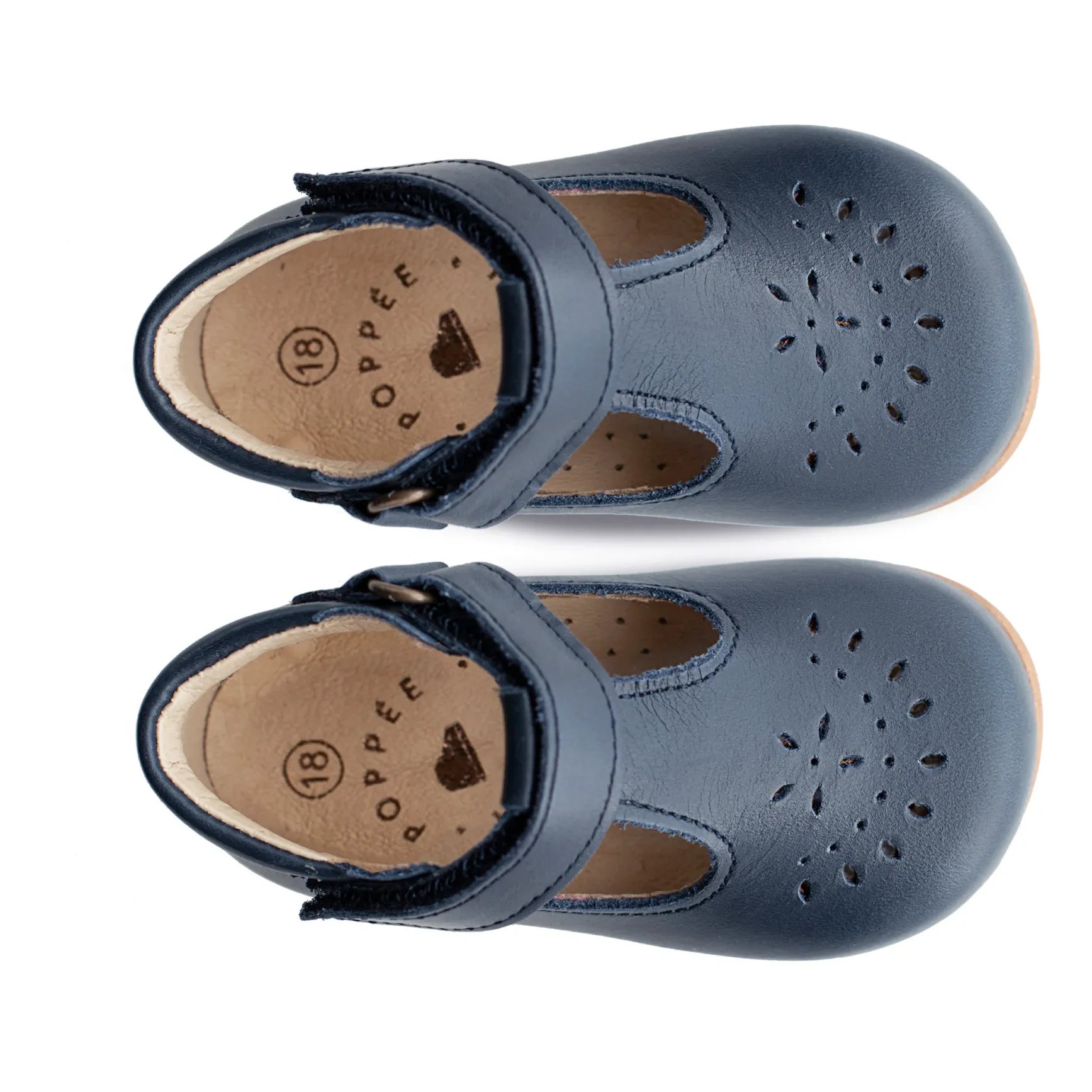 Poppée - Zapatos Mary Jane con cierre de velcro y correa en T Milton | Azul marino