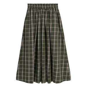 Skall Studio - Dagny Organik Pamuklu Ekose Etek | Yeşil
