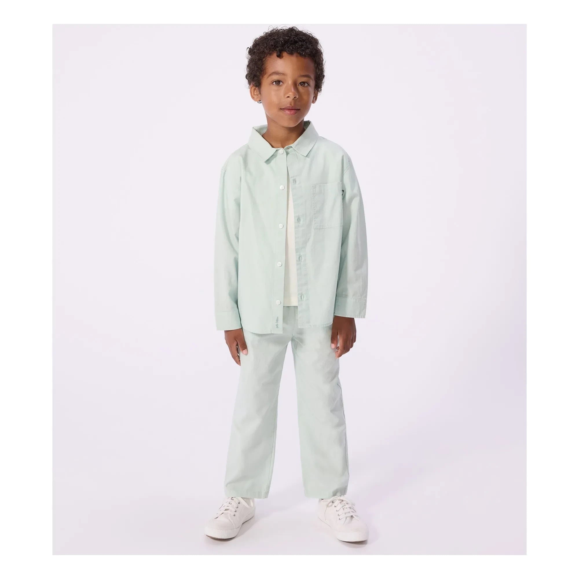 Petit Bateau - Salvia | Camisa lisa de lino