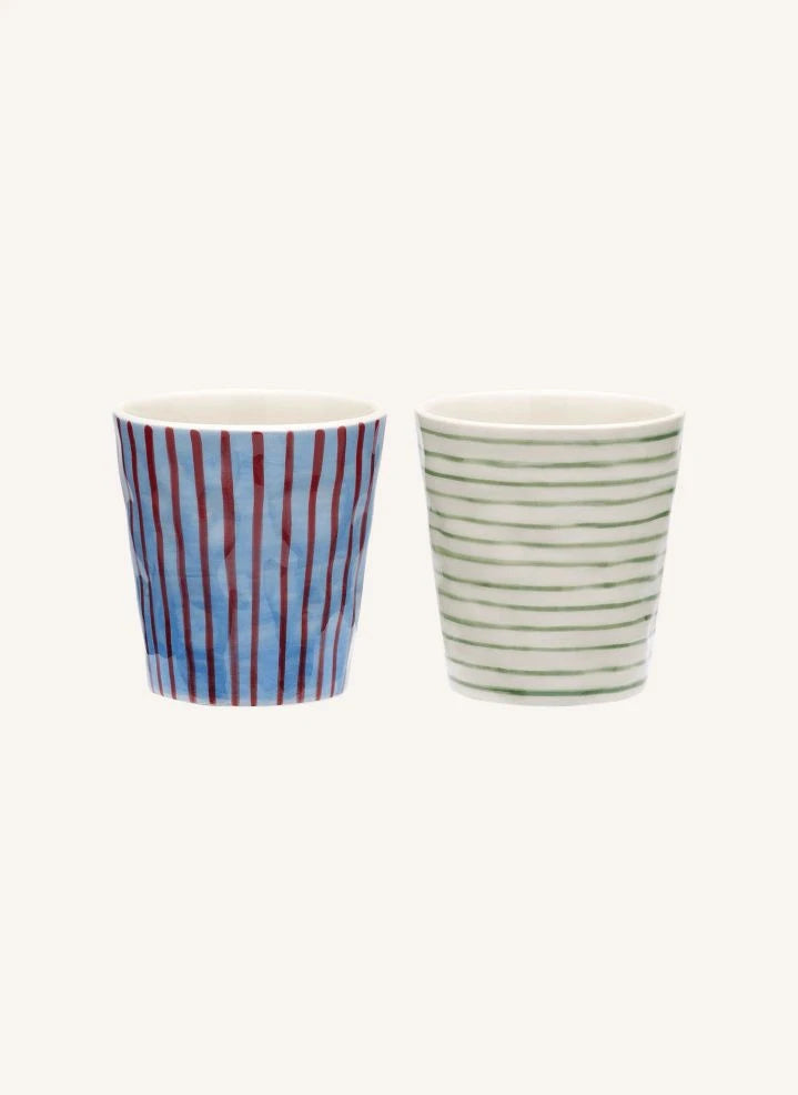 Anna + Nina - Tazas de café a rayas - Set de 2