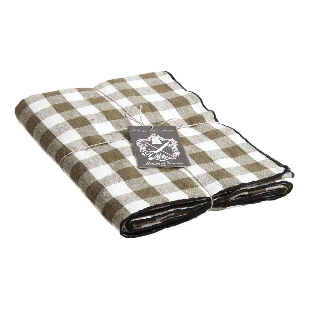 Maison de Vacances - Mantel rectangular de guinga con rejilla negra Bourdon | Vichy Caqui