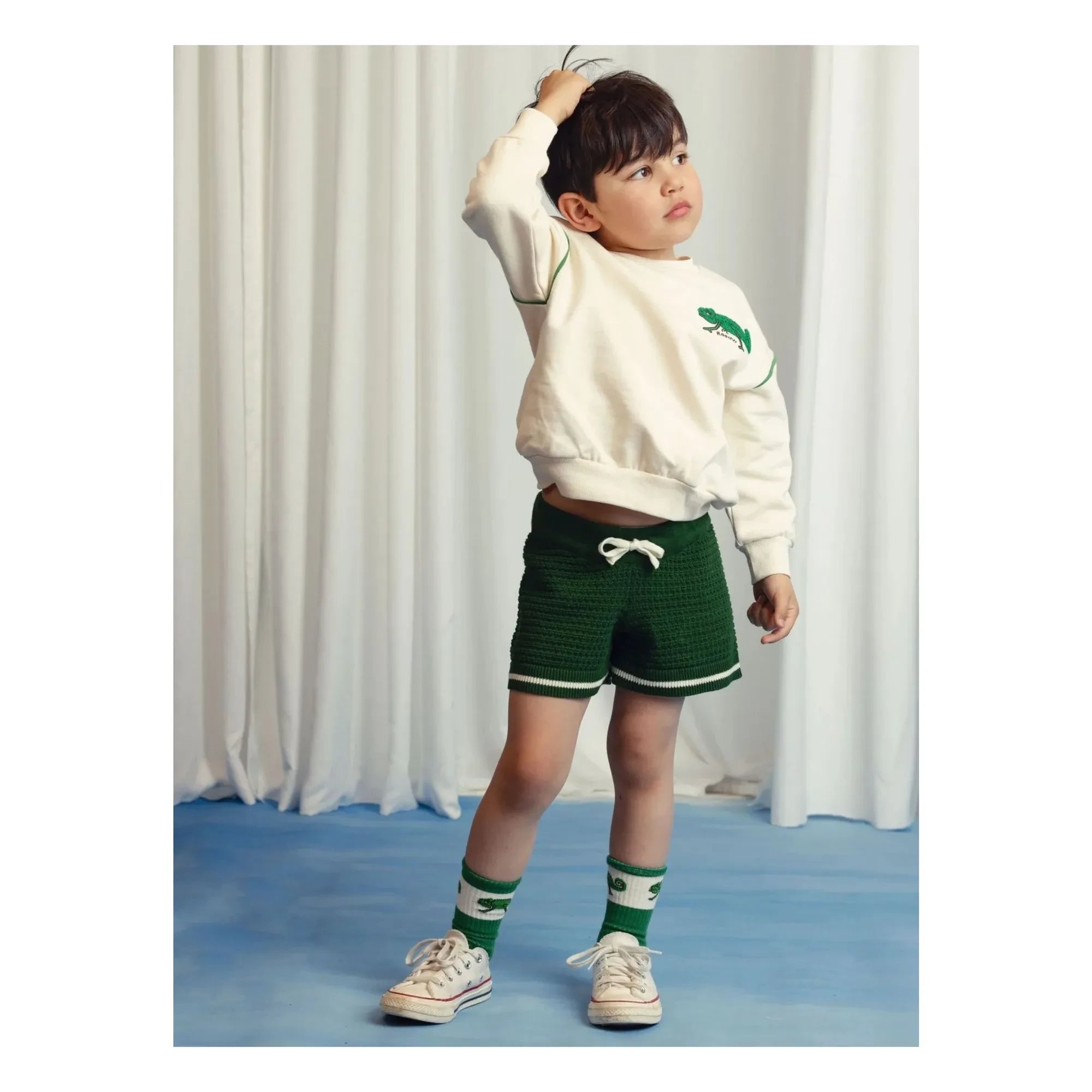 Mini Rodini - Sudadera de algodón orgánico con lagarto | Crudo