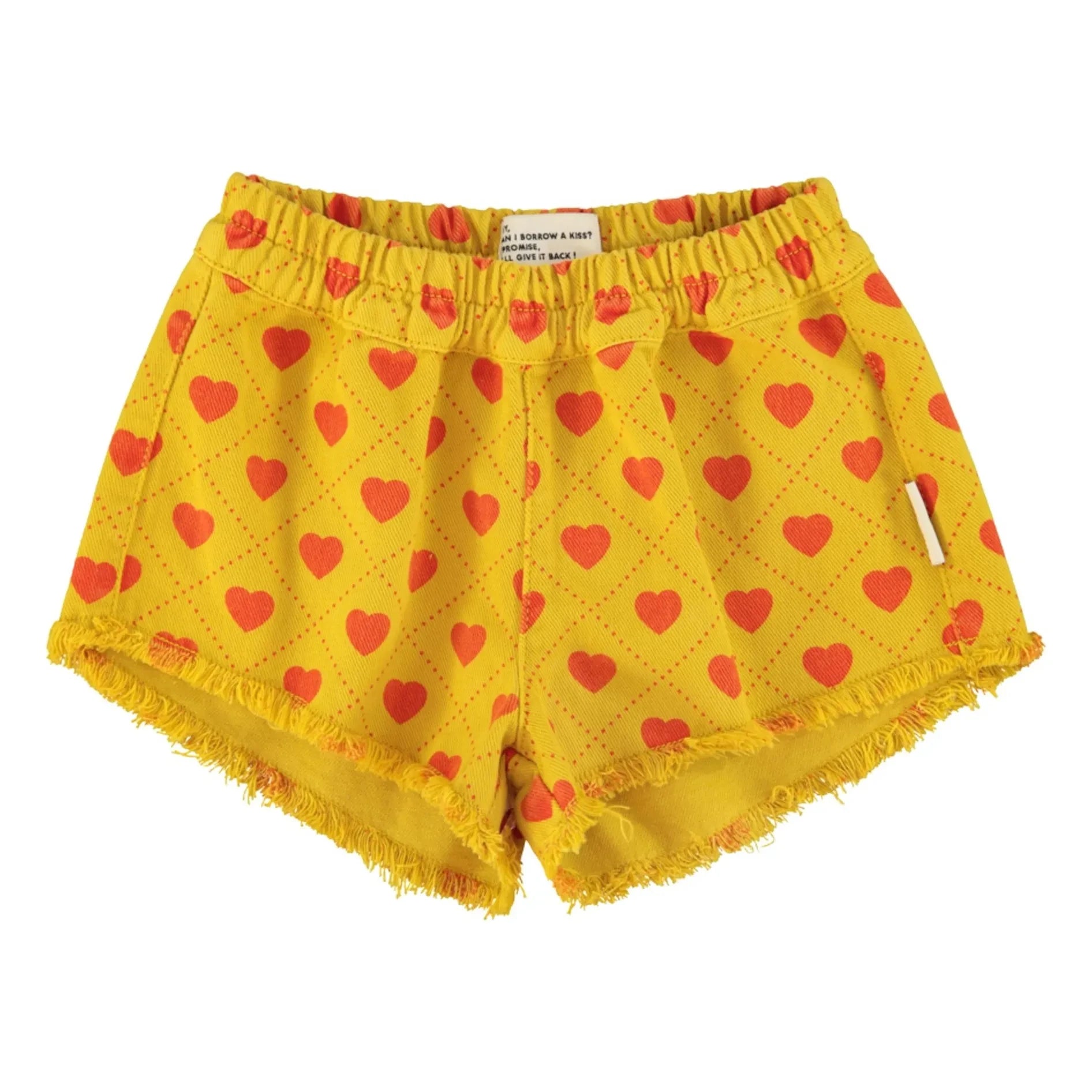 Piupiuchick - Pantalón Corto Twill Hearts con Efectos | Mostaza