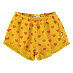 Piupiuchick - Pantalón Corto Twill Hearts con Efectos | Mostaza