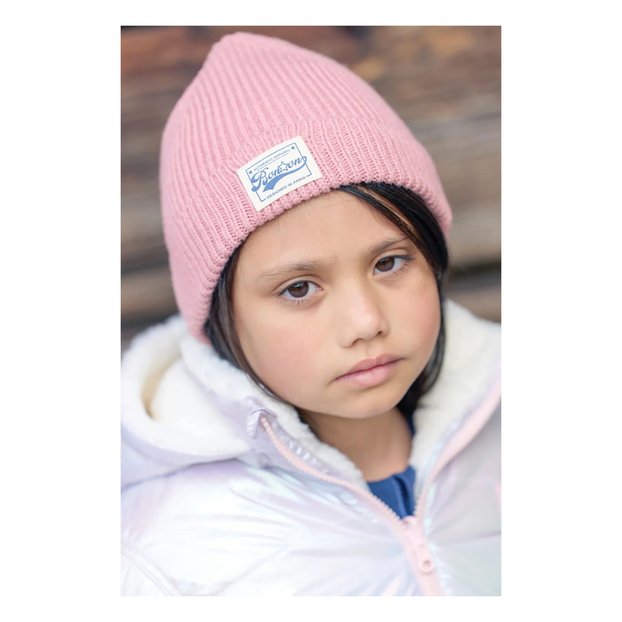 Bonton - Gorro azul de lana merina | Rosa