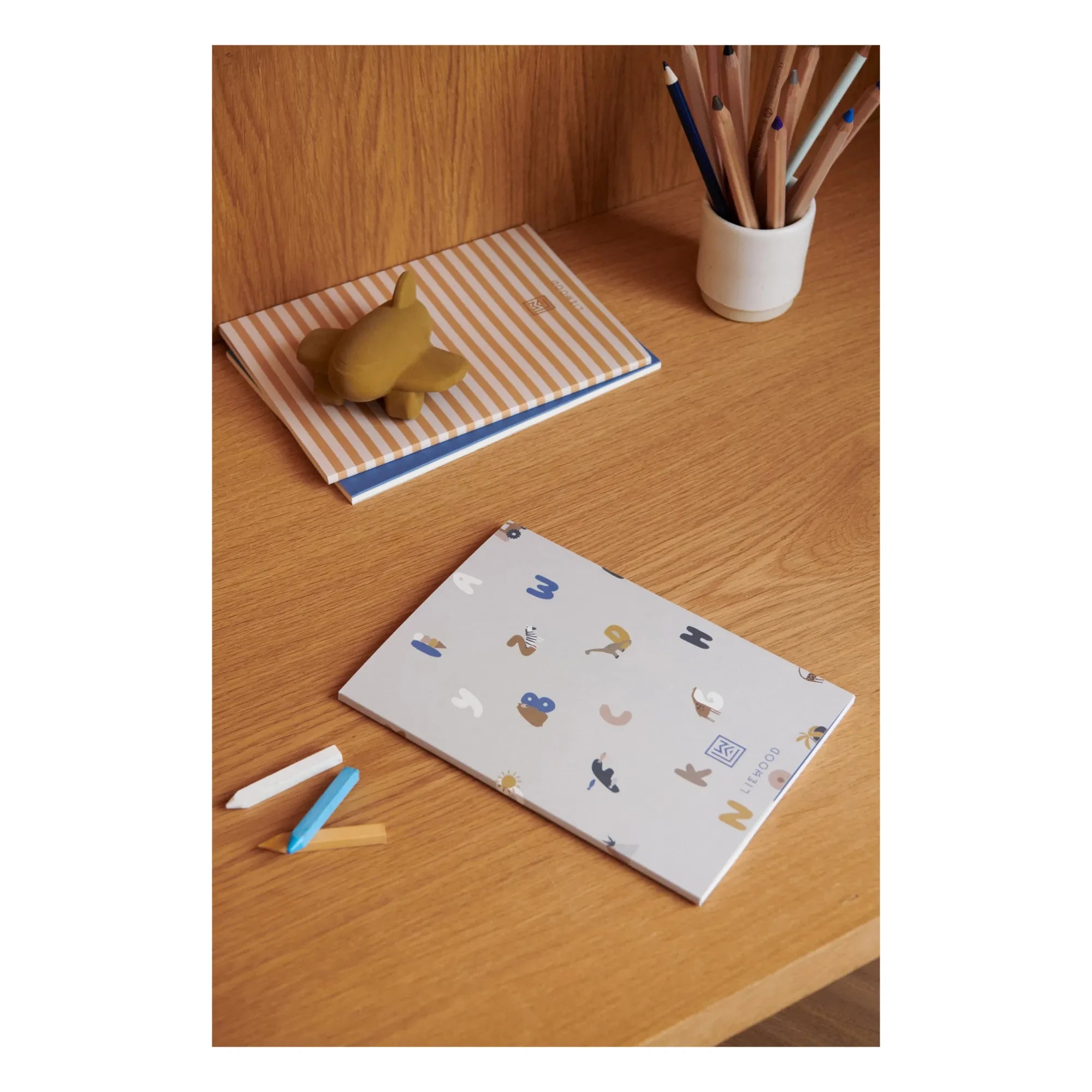Liewood - Cuadernos A5 Sidney - Pack de 3 | Surtido Alfabeto/Rayas