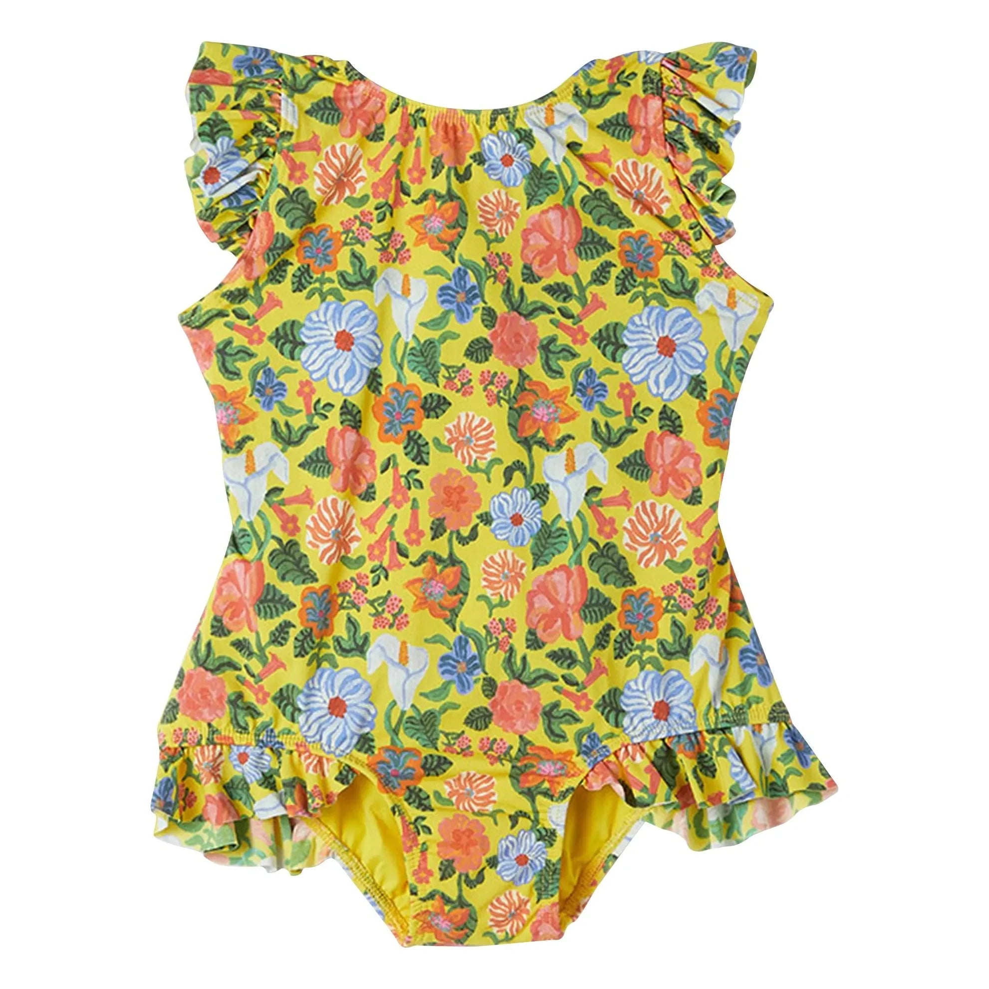 Fabula - Traje de baño floral con volantes de 1 pieza | Amarillo