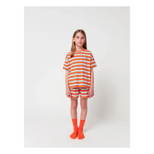 Bobo Choses - Conjunto de camiseta y pantalón corto de algodón orgánico a rayas | Rojo