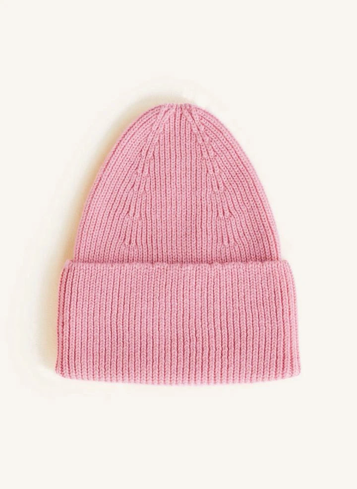 Hvid - Fonzie Gorro de lana merino | rosa chicle