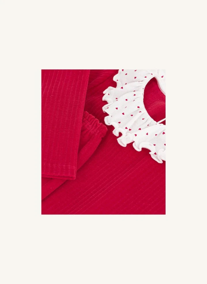 Petit Bateau - Pijama de algodón orgánico con cuello acanalado | Rojo