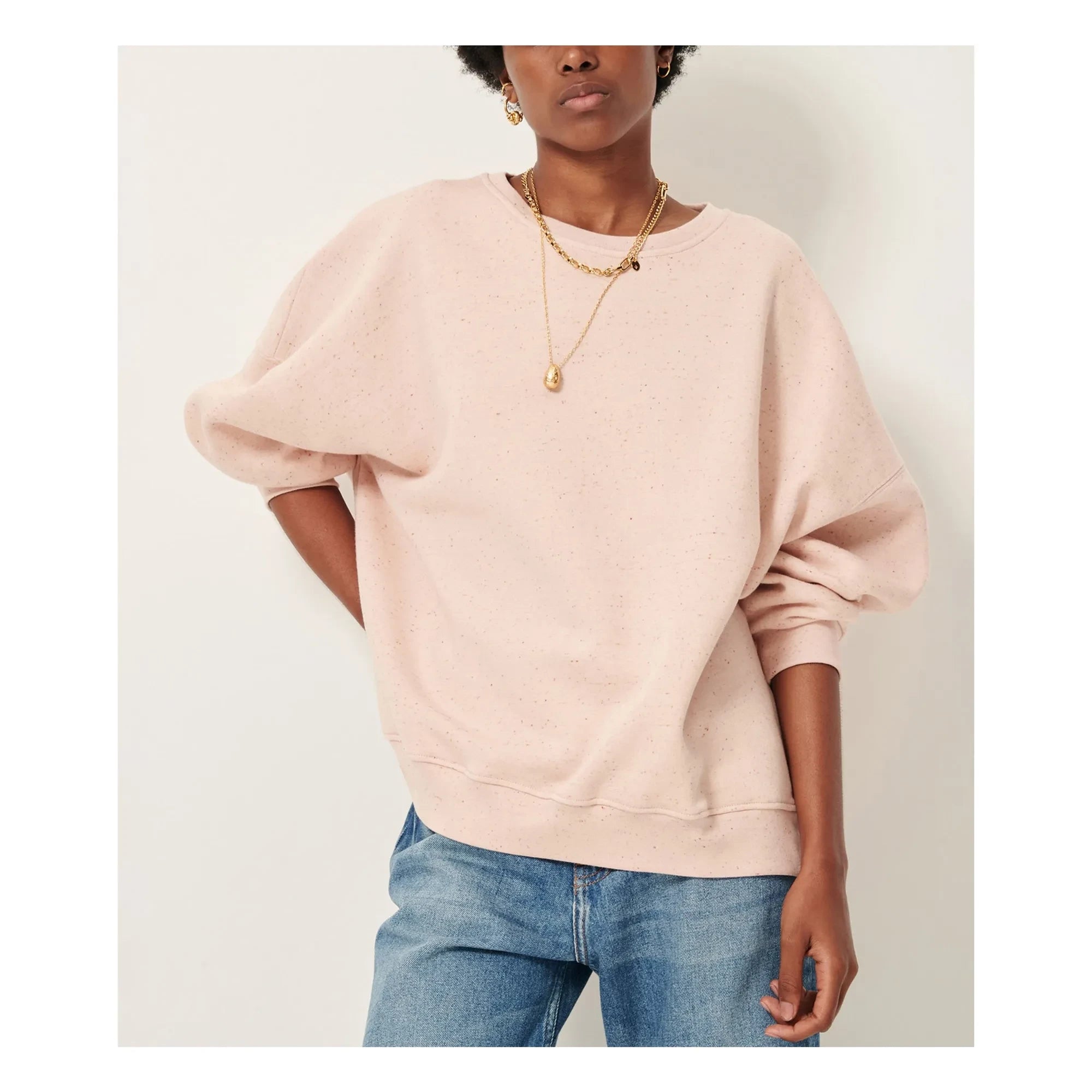 Sessùn - Sudadera Chebbi Oversize de algodón orgánico y reciclado | Rosa jaspeado