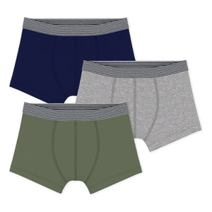 Petit Bateau - Set de 3 bóxers lisos | Caqui