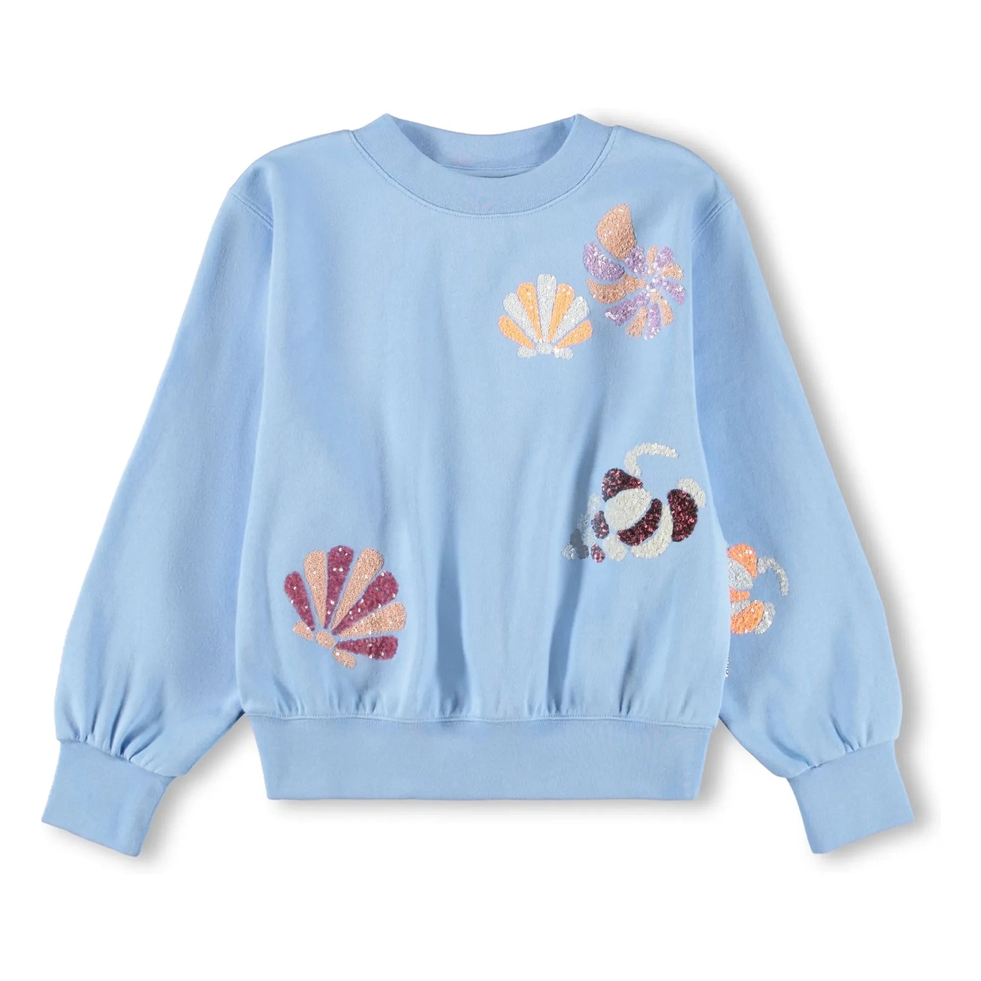 Molo - Sudadera de algodón orgánico con estampado de conchas | Azul claro