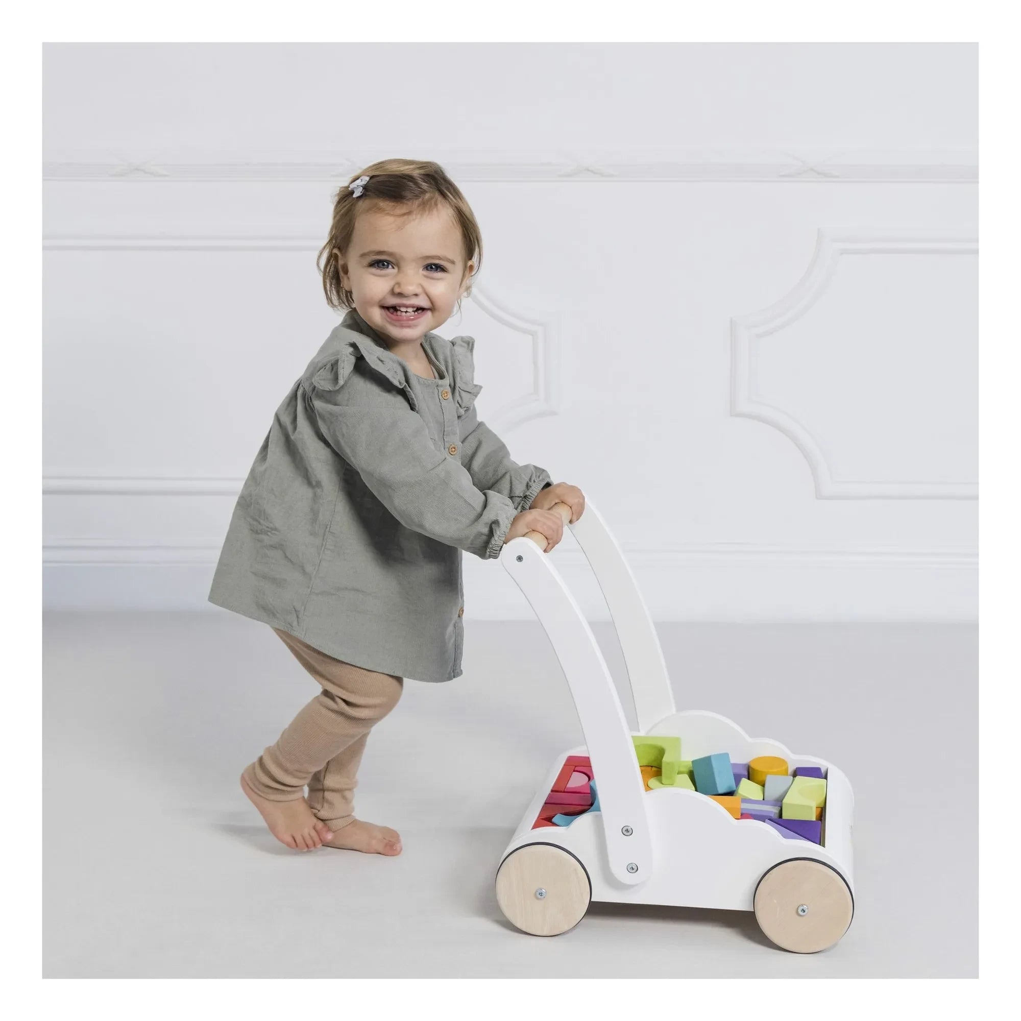 Le Toy Van - Carrito de bloques de madera Nuage | Blanco