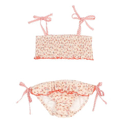 Búho - Bañador con estampado floral de seersucker y melocotones