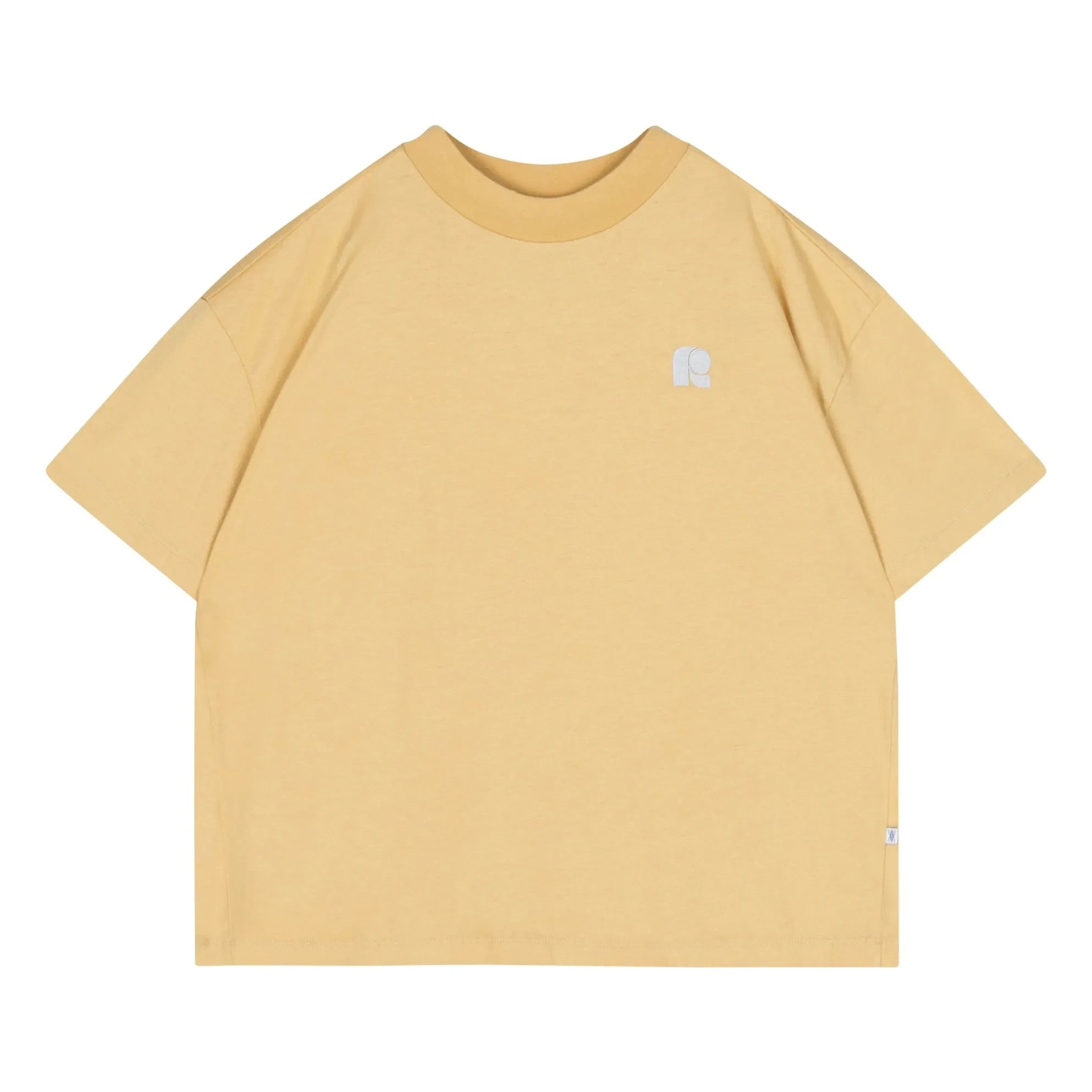 Repose AMS - Camiseta de algodón orgánico con cuello cuadrado R | Amarillo