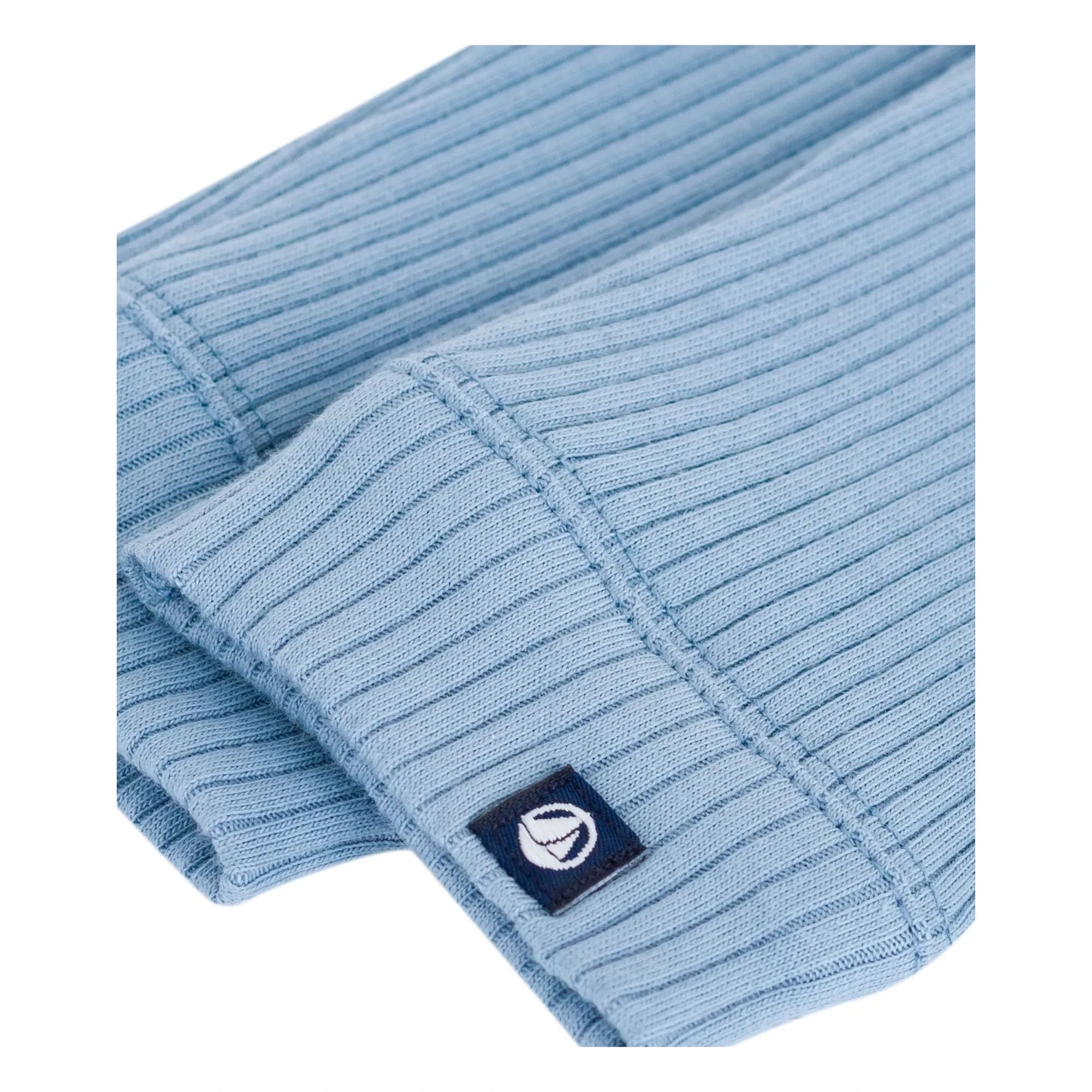 Petit Bateau - Leggings de canalé con logo de algodón orgánico | Azul claro